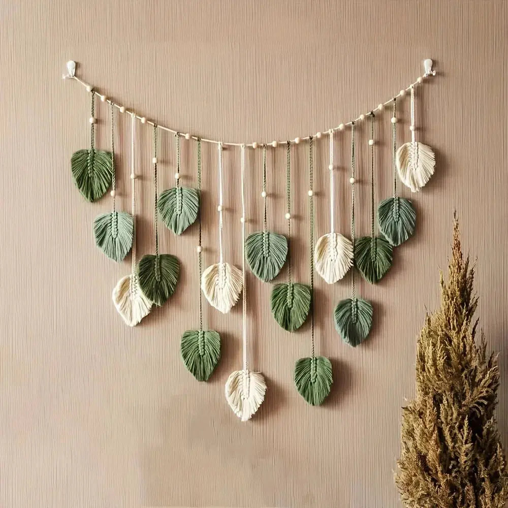 Modern Bohemian Macrame Feather Wall Art – Hand-Woven Tapestry for Home Decoration Noels Strive