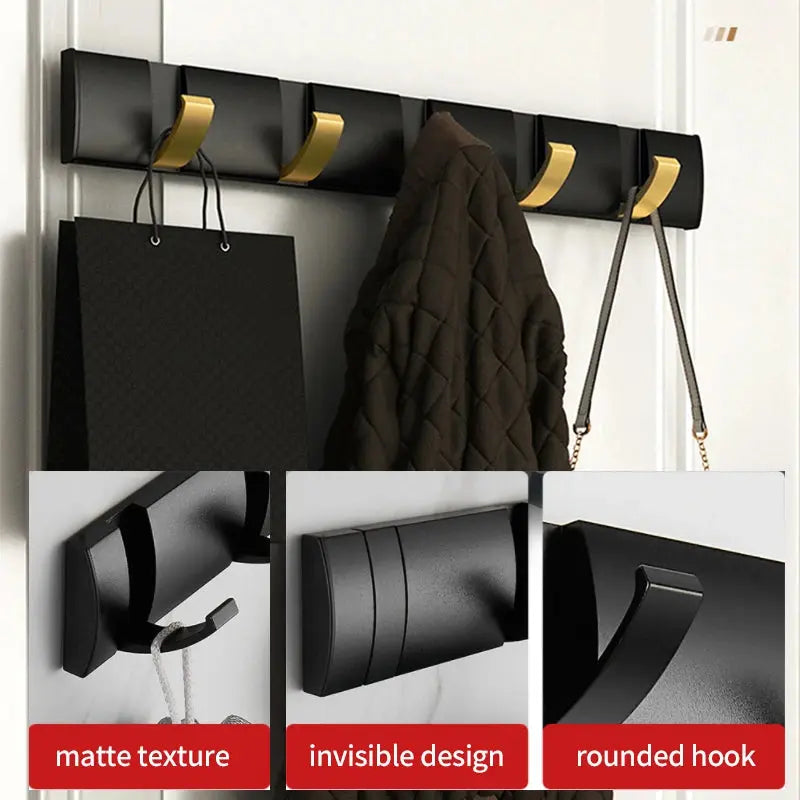 Modern Folding Door Hooks – Nail-Free Wall Rack for Towels, Coats & Kitchen Gear Noels Strive