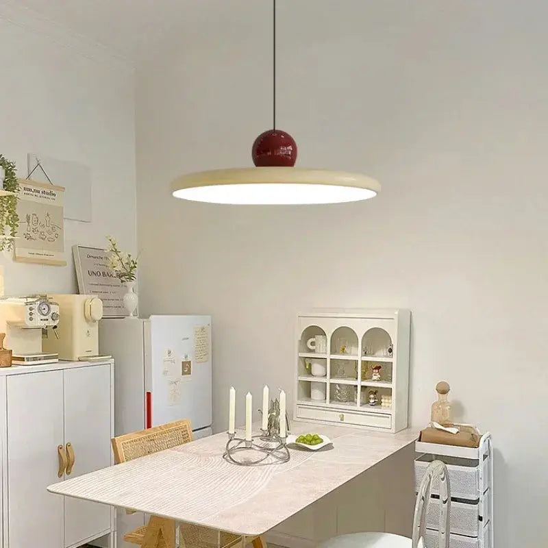 Nordic Cream Flying Saucer Pendant Light – Modern Hanging Lamp for Bedroom & Dining Noels Strive