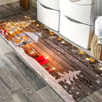 Christmas Snow Scene Kitchen Rug Set – 2-Piece Holiday Welcome Mat for Living Room Noels Strive