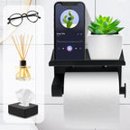 Self-Adhesive Stainless Steel Toilet Paper Holder with Phone Shelf – Wall-Mounted Organizer Noels Strive