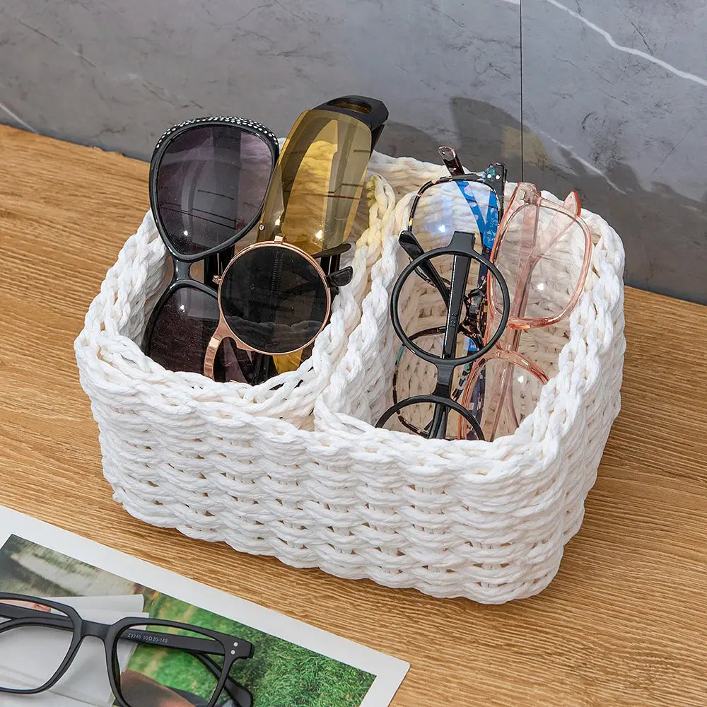 Handmade 3-Piece Woven Paper Rope Baskets – Decorative Round Storage Home Noels Strive