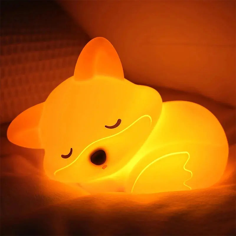 Rechargeable Squishy Silicone Fox Night Light – Dimmable Bedside Lamp for Nursery Noels Strive
