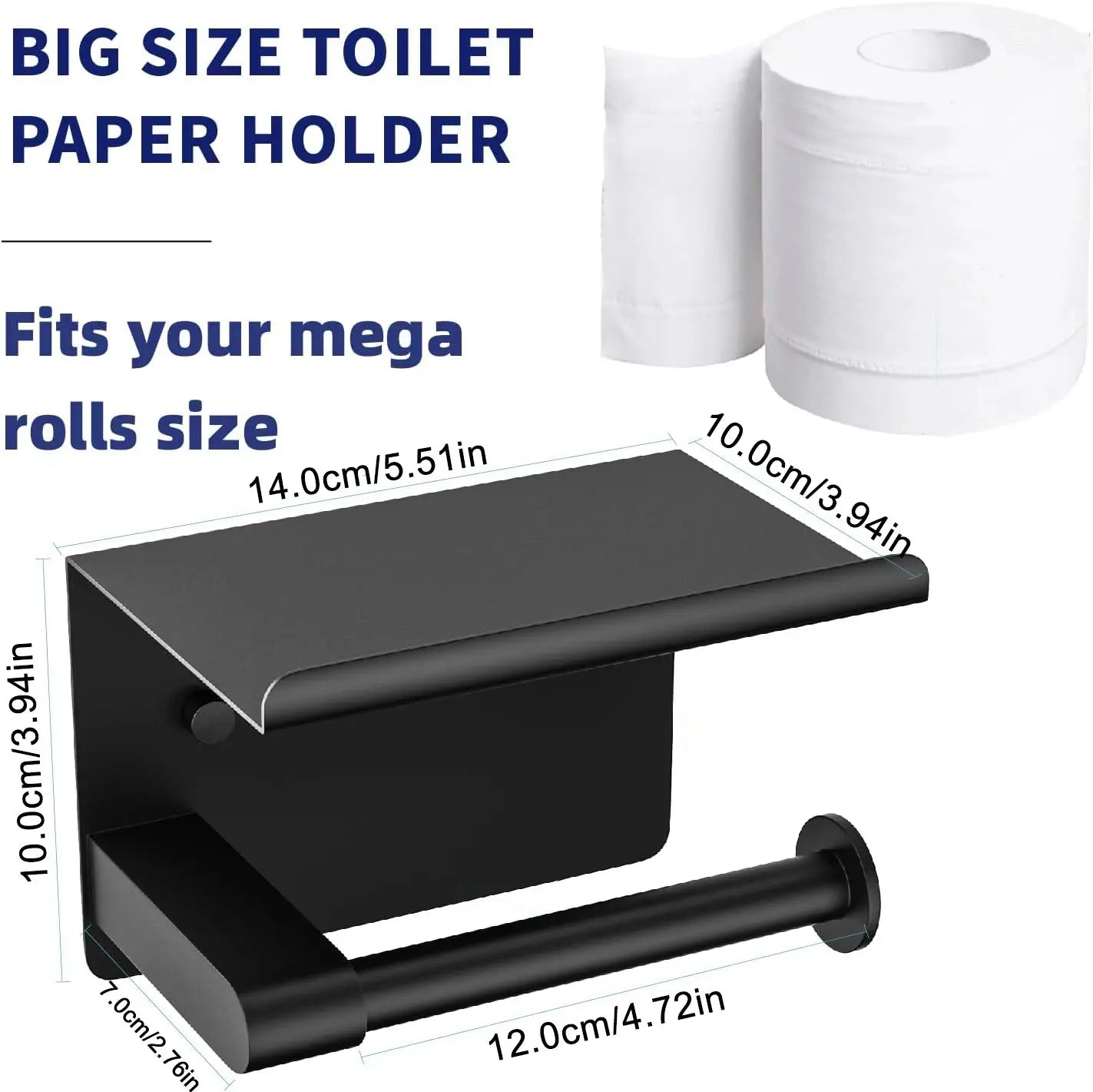 Self-Adhesive Stainless Steel Toilet Paper Holder with Phone Shelf – Wall-Mounted Organizer Noels Strive