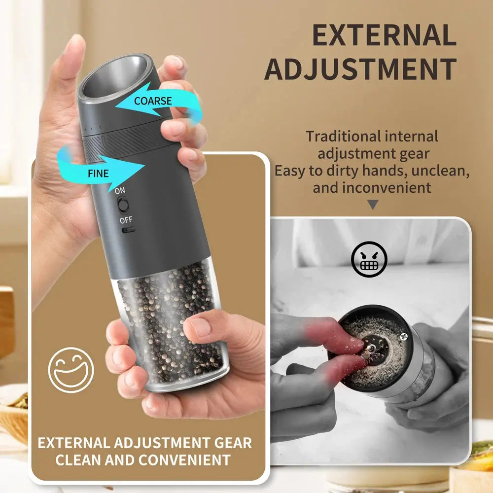 Rechargeable Automatic Pepper Grinder Set – Adjustable Spice Mill for Modern Kitchens Noels Strive